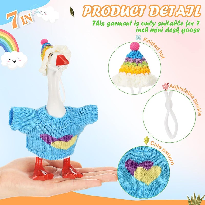 SilTriangle 4 Set 7 Inch Mini Desk Goose Knitted Outfits Cute Magnetic Goose Key Holder Multiple Colors Clothes for Home Office Magnetic Duck Statue Table Desk Key Holder Decor Gifts(Cute) - Image 3